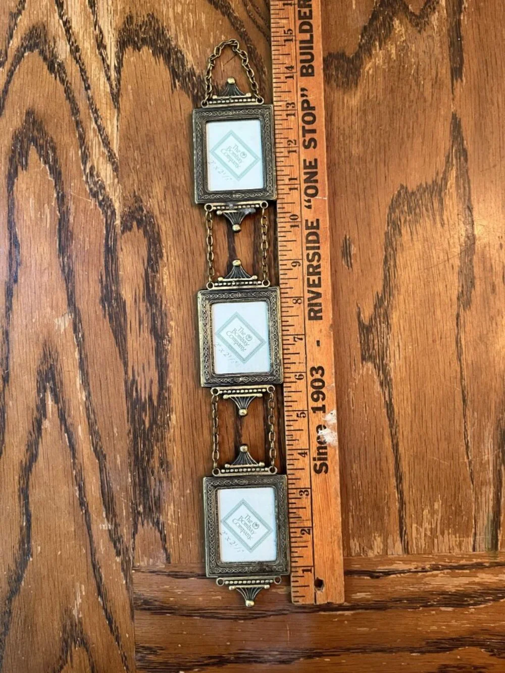 Vintage Mini Picture Frames Linked Gold Metal